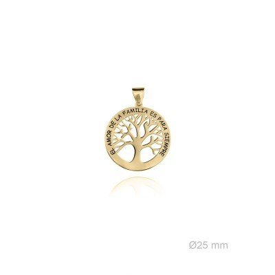 Gargantilla y colgante con árbol de la vida mod. C en plata bañada en Oro